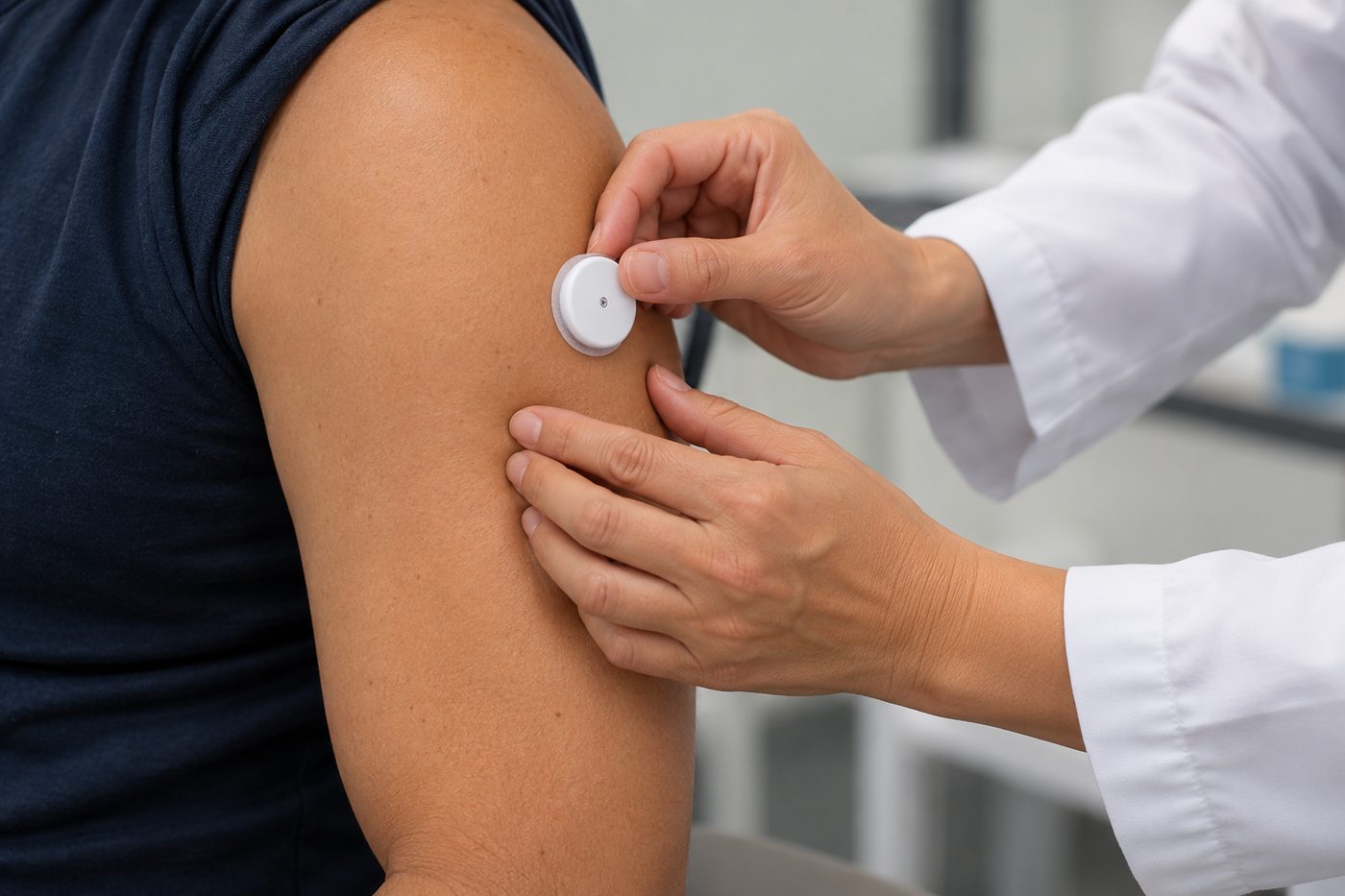 Colocación de sensor de monitoreo continuo de glucosa